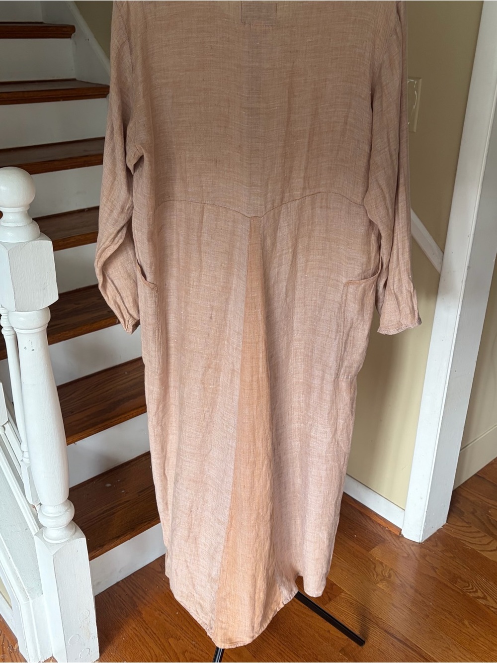 Rare Vintage FLAX Engelhart 100% Linen Farmhouse Jumper Dress M Boho Lagenlook - Picture 2 of 11